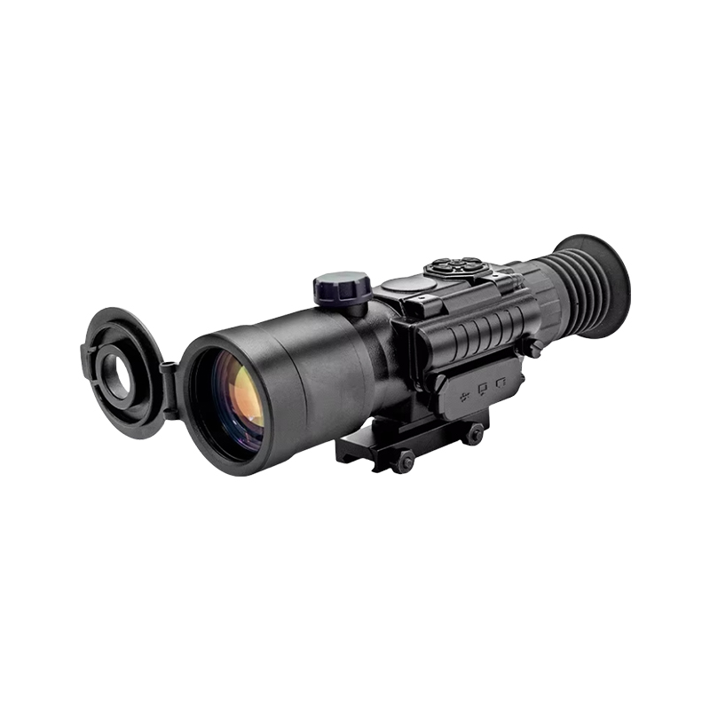How does an infrared filter improve the image clarity and color reproduction of a digital night vision riflescope in low-light conditions?